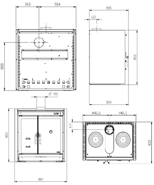 Kaminofen Italy built in Maße