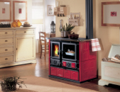 Kaminofen Rosa majolika bordeaux